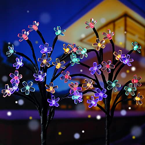 Solar Garden Lights Outdoor, Cherry Blossom Solar Lights, 20 LED DIY Landscape Lights, Waterproof Solar Decorative Lights for Pathway, Driveway, Patio and Front Yard Decor, Auto ON/Off (2 Pack) | The Storepaperoomates Retail Market - Fast Affordable Shopping