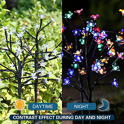 Solar Garden Lights Outdoor, Cherry Blossom Solar Lights, 20 LED DIY Landscape Lights, Waterproof Solar Decorative Lights for Pathway, Driveway, Patio and Front Yard Decor, Auto ON/Off (2 Pack) | The Storepaperoomates Retail Market - Fast Affordable Shopping