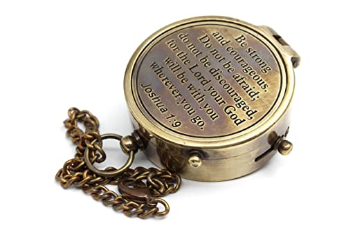 Be Strong and Courageous Do Not Be AfraidAntique Nautical Vintage Directional Magnetic Compass with Famous Scripture Quote Engraved Baptism Gifts with Wooden Case for Loved Ones, Son, Father, Love, | The Storepaperoomates Retail Market - Fast Affordable Shopping