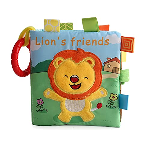 Baby Activity Book with Attachable Link for On-The-Go Travel, Soft Crinkle Cloth Book Rattle Toy for Infants Educational Learning Toys for Babies (Lion) | The Storepaperoomates Retail Market - Fast Affordable Shopping
