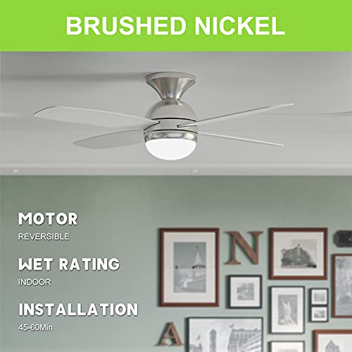 Ceiling Fans with Lights, Remote Control Low Profile Ceiling Fan for Indoor Living Room Bedroom Home, 44 Inch Rustic Flush Ceiling Fan with 4 Blades, Reversible Motor, 3 Timers, 3 CCT, 6 Speed, Silver | The Storepaperoomates Retail Market - Fast Affordable Shopping