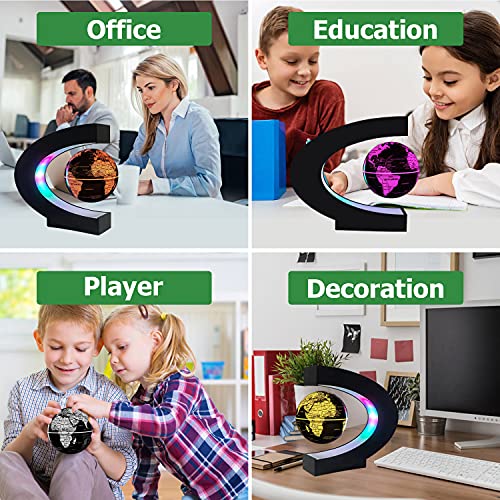 PURAIN 3″ Floating Globe with Multi-Color Changing Auto Rotating Levitation Globe World Map Gift for Men Adult Kids Home Office Black | The Storepaperoomates Retail Market - Fast Affordable Shopping