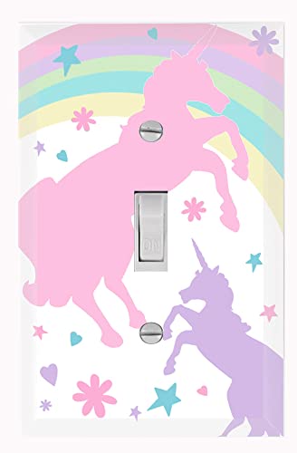 Girls Light Switch Cover Plate Kids Decorative Nursery Teen Toddler Room Decor Bedroom Bathroom Playroom (Pastel Unicorn)
