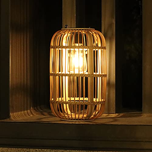 Solar Hanging Lanterns Outdoor Waterproof,Bamboo Natural Vintage Style Lights with LED Edison Bulb,Decorative Solar Table Lamp for Patio Yard Garden Wedding Home Decor | The Storepaperoomates Retail Market - Fast Affordable Shopping