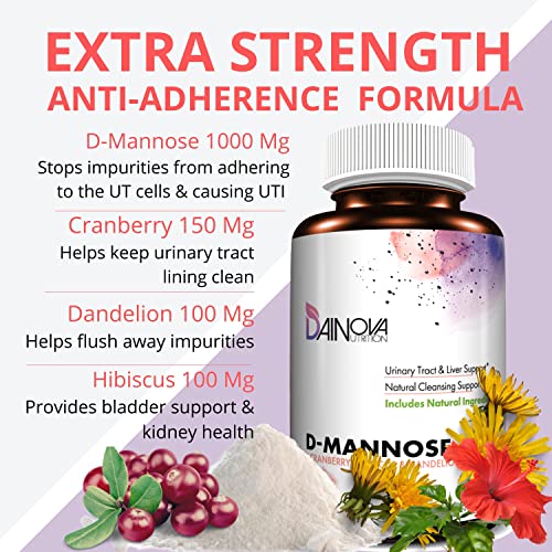 D Mannose Capsules 1350mg I D-Mannose with Cranberry for Urinary Tract Support, Urinary Tract Health for Women, UTI Prevention & Cleanse. W/ Hibiscus & Dandelion, 120 Veggie Capsules | The Storepaperoomates Retail Market - Fast Affordable Shopping