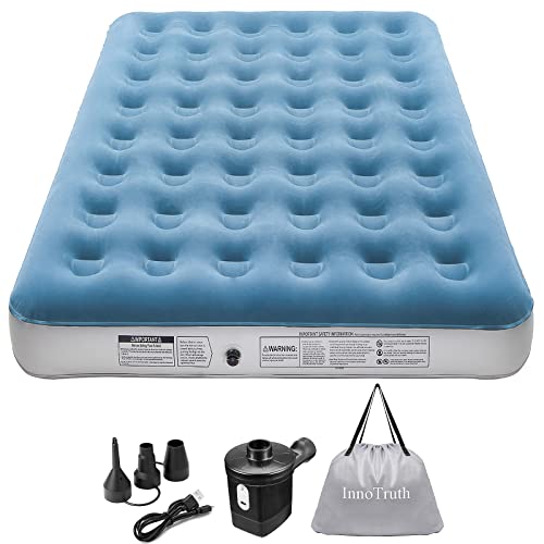 InnoTruth Full Camping Air Mattress Bed, Single High Inflatable Airbed for Guests, Elevated Blow Up Mattresses with Handheld Rechargeable Pump, Portable and Foldable Bed for Home & Travel | The Storepaperoomates Retail Market - Fast Affordable Shopping