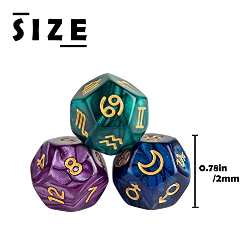 4 Set Tarot Cards Dice 12-Sided D12 Astrological Dice Resin Pearl Constellation Sign Dice for Astro Divination Gaming Accessories | The Storepaperoomates Retail Market - Fast Affordable Shopping