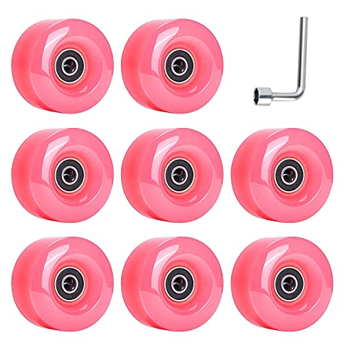 TOBWOLF 8 Pack 82A Quad Roller Skate Wheels with PU Toe Stoppers, 58mm x 32mm Outdoor/Indoor Double Row Roller Skating Wheels Replacements ABEC 9 Bearings w/Bolts & Screw Driver – Cute Pink | The Storepaperoomates Retail Market - Fast Affordable Shopping