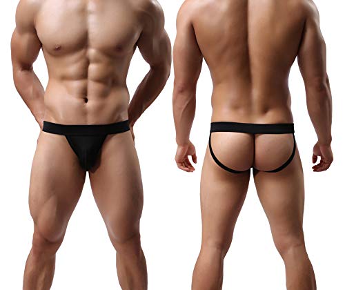 COODYAKE Men’s Athletic Supporter Performance Jockstrap Elastic Waistband Jock Straps Underwear Pack (4P-Black, Large) | The Storepaperoomates Retail Market - Fast Affordable Shopping