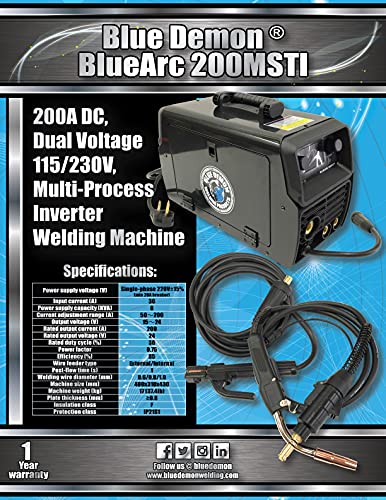 Blue Demon BlueArc 200MSTI 200A x dual voltage 115/230V Multi-Process Inverter Machine | The Storepaperoomates Retail Market - Fast Affordable Shopping