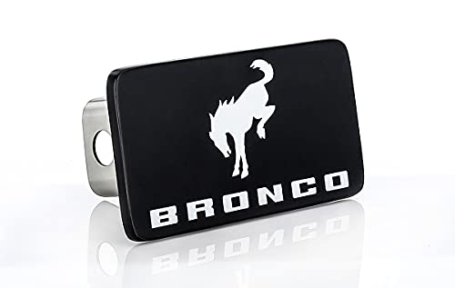 Ford Bronco Horse Black Rectangular Trailer Tow Hitch Cover Plug (2″ Inch)