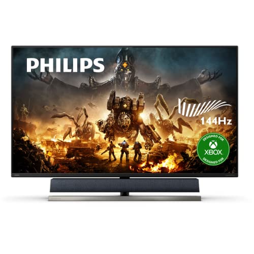 PHILIPS Momentum 559M1RYV 55’’ 4K HDR Gaming, Designed for Xbox, 4K @ 120Hz (PC @ 144Hz), Low Latency, HDR 1000, Bowers & Wilkins Speakers, Ambiglow, 4Yr Advanced Replacement, Black