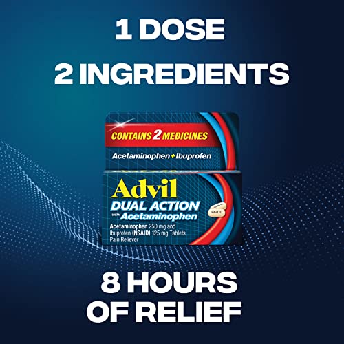 Advil Dual Action Coated Caplets with 250 Mg Ibuprofen and 500 Mg Acetaminophen Per Dose (2 Dose Equivalent) for 8 Hour Pain Relief – 2 Count x 50 | The Storepaperoomates Retail Market - Fast Affordable Shopping