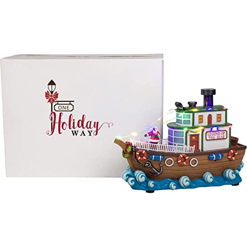 One Holiday Way Santa Ship Boat with Sounds and Smoke Light-Up Christmas Town Village House Scene Accessory Figurine – Collectible LED Lighted Winter Xmas Home Decor Accent Tabletop Decoration | The Storepaperoomates Retail Market - Fast Affordable Shopping