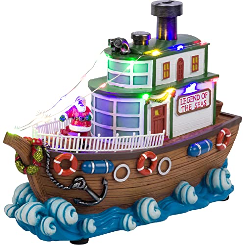 One Holiday Way Santa Ship Boat with Sounds and Smoke Light-Up Christmas Town Village House Scene Accessory Figurine – Collectible LED Lighted Winter Xmas Home Decor Accent Tabletop Decoration | The Storepaperoomates Retail Market - Fast Affordable Shopping