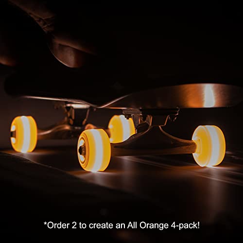 Sunset Skateboard Co. 54mm LED Light-Up Street Wheels (2-Pack) with ABEC-7 Carbon Steel Bearings for Glow-in-The-Dark, All Ages & Skill Levels Skating Fun with No Batteries Required (Orange) | The Storepaperoomates Retail Market - Fast Affordable Shopping