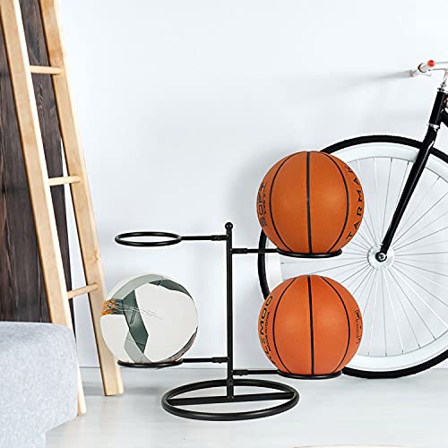 MyGift 4 Tier Sports Ball Storage Rack – Industrial Black Metal Freestanding Garage Sports Ball Holder Display Stand, Exercise Equipment Organizer | The Storepaperoomates Retail Market - Fast Affordable Shopping