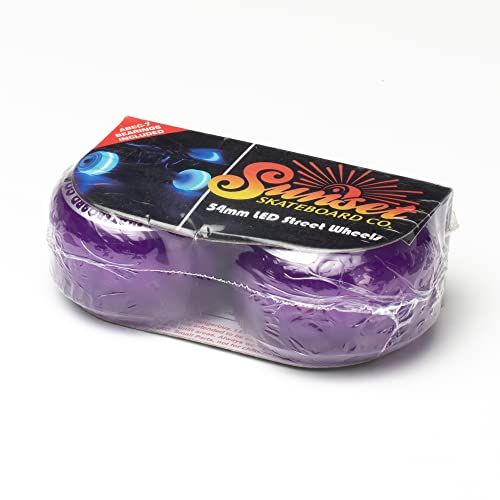 Sunset Skateboard Co. 54mm LED Light-Up Street Wheels (2-Pack) with ABEC-7 Carbon Steel Bearings for Glow-in-The-Dark, All Ages & Skill Levels Skating Fun with No Batteries Required (Purple) | The Storepaperoomates Retail Market - Fast Affordable Shopping