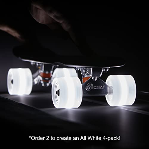 Sunset Skateboard Co. 59mm 78a LED Light-Up Cruiser Wheels (2-Pack) with ABEC-7 Carbon Steel Bearings for Glow-in-The-Dark, All Ages & Skill Levels Skating Fun with No Batteries Required (White) | The Storepaperoomates Retail Market - Fast Affordable Shopping