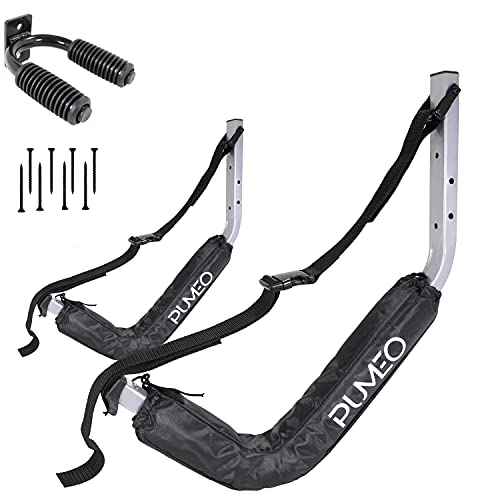 PUMEO Kayak Storage Rack – Heavy-Duty Steel Wall Mount Holder Stand with Padding – Outdoor, Garage, Deck, Pier, Dock – Perfect for Paddle Boards, Canoes, Boats, Complete with Strong Paddle Rack | The Storepaperoomates Retail Market - Fast Affordable Shopping