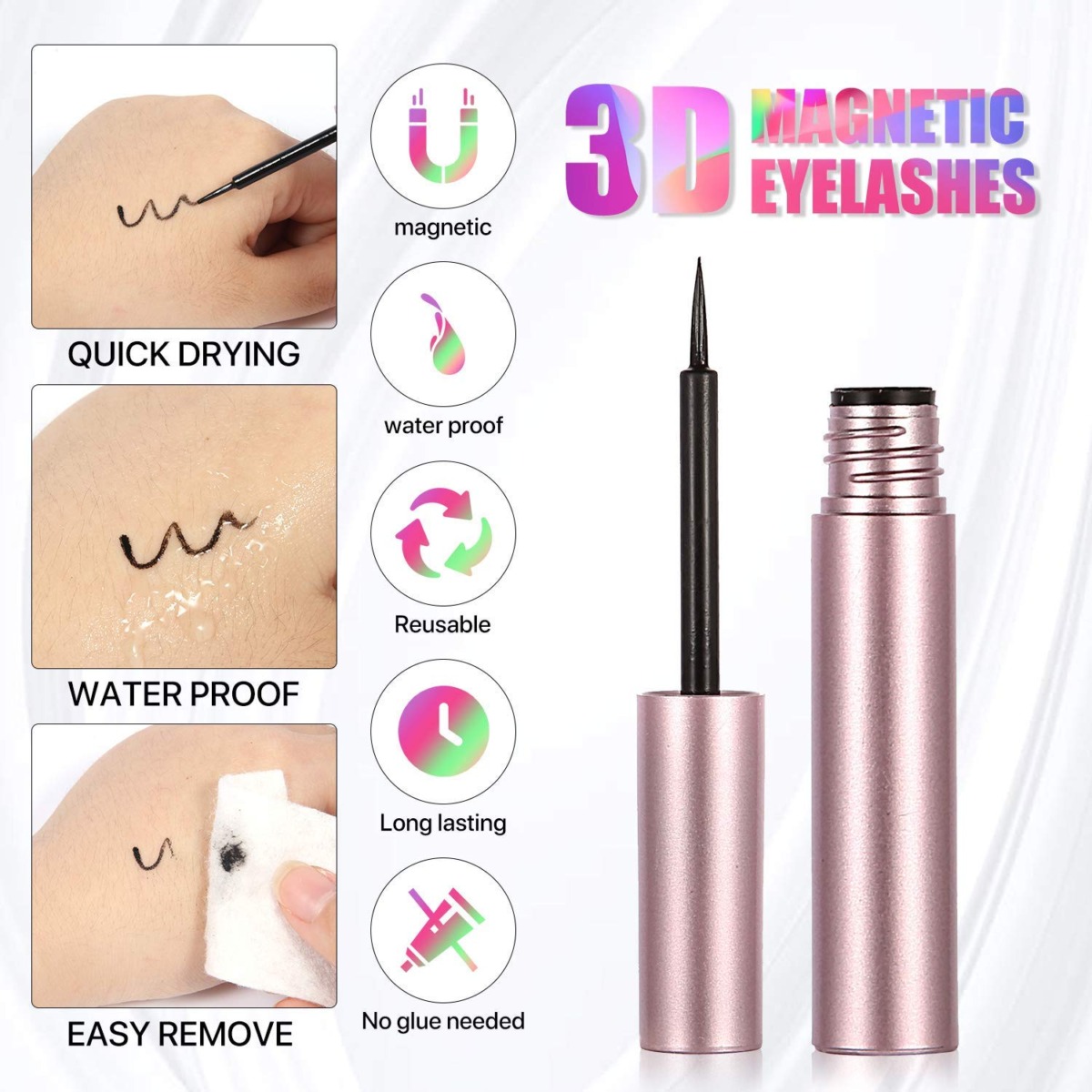 Magnetic Eyelashes With Eyeliner 7 Pairs Kit 2021 Upgraded,3D Magnetic Eyelashes Set Natural Look Fluffy Reusable | The Storepaperoomates Retail Market - Fast Affordable Shopping