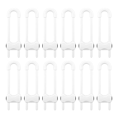AMOLEY Sliding Cabinet Locks 12pcs Baby Proofing Cabinets with Adjustable Safety Child Lock, Latches for Knobs,Handles on Kitchen Doors, Storage Door, Cupboard, Closet, Dresser(White) | The Storepaperoomates Retail Market - Fast Affordable Shopping