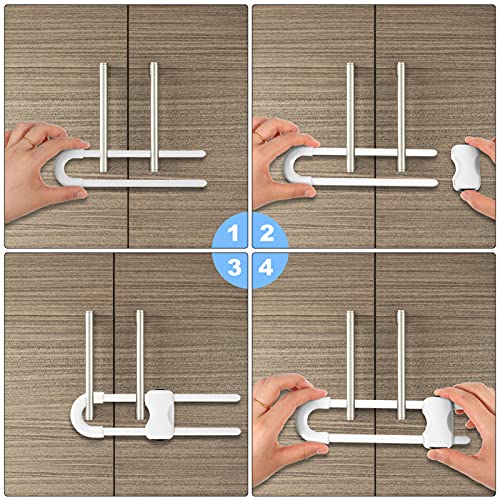 AMOLEY Sliding Cabinet Locks 12pcs Baby Proofing Cabinets with Adjustable Safety Child Lock, Latches for Knobs,Handles on Kitchen Doors, Storage Door, Cupboard, Closet, Dresser(White) | The Storepaperoomates Retail Market - Fast Affordable Shopping