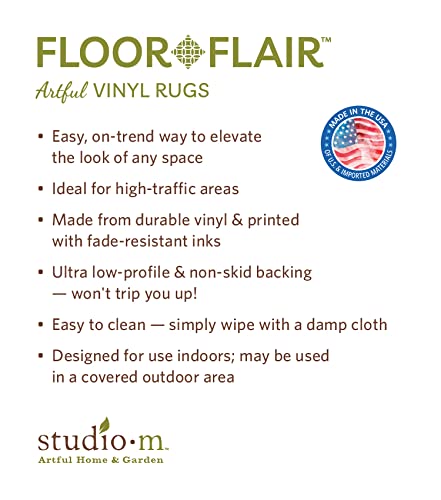 Studio M Floor Flair Woodsia – Cream Modern Greenery – 2.5 x 7 Ft Decorative Vinyl Rug – Non-Slip, Waterproof Floor Mat – Easy to Clean, Ultra Low Profile – Printed in The USA | The Storepaperoomates Retail Market - Fast Affordable Shopping