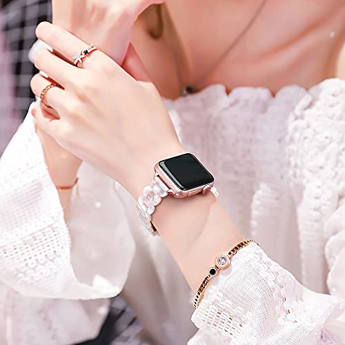 Secbolt Band Compatible with Apple Watch Band 38mm 40mm 41mm Women, Slim Resin Bracelet for iWatch Series 8/7/6/5/4/3/2/1/SE, Pinkish White | The Storepaperoomates Retail Market - Fast Affordable Shopping