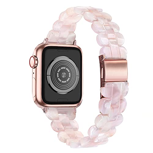 Secbolt Band Compatible with Apple Watch Band 38mm 40mm 41mm Women, Slim Resin Bracelet for iWatch Series 8/7/6/5/4/3/2/1/SE, Pinkish White | The Storepaperoomates Retail Market - Fast Affordable Shopping