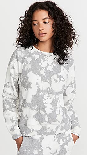 Monrow Women’s Heather Bleach Out Pocket Raglan Sweatshirt, Heather Natural, Grey, Print, S | The Storepaperoomates Retail Market - Fast Affordable Shopping