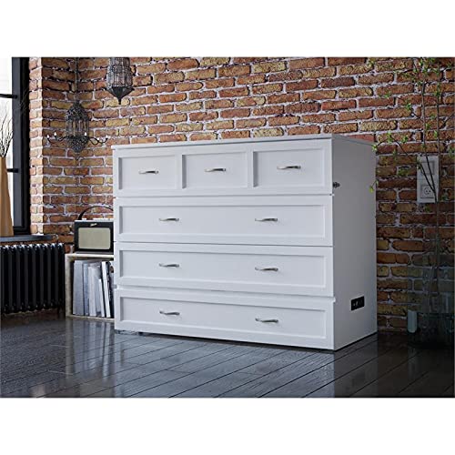 BOWERY HILL Full Size Murphy Bed Chest with Charging Station in White | The Storepaperoomates Retail Market - Fast Affordable Shopping