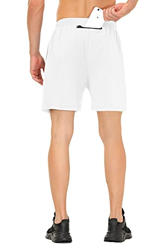 Cakulo Men’s 5 Inch Running Tennis Shorts Quick Dry Athletic Workout Active Gym Training Soccer Shorts with Pockets Liner White 2XL | The Storepaperoomates Retail Market - Fast Affordable Shopping