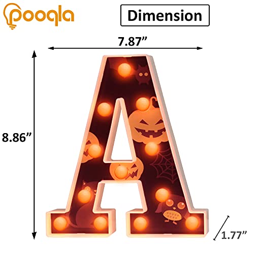Pooqla Halloween Decorations, Halloween Shelf Letter Decor with Orange Lights, LED Letter Sign Printed with Pumpkin Cat Bat Spider Web Scary for Halloween Party Home Tabletop Decor， Letter A | The Storepaperoomates Retail Market - Fast Affordable Shopping