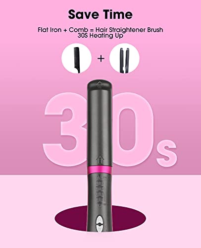 Hair Straightener and Curler 2 in 1 Uplayteck Ionic Straightening Brush with 6 Temp Settings Heat Levels, 60mins Auto-Off Safe, Hot Comb Hair Straightener for Styling Home | The Storepaperoomates Retail Market - Fast Affordable Shopping