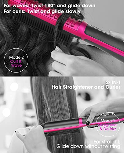Hair Straightener and Curler 2 in 1 Uplayteck Ionic Straightening Brush with 6 Temp Settings Heat Levels, 60mins Auto-Off Safe, Hot Comb Hair Straightener for Styling Home | The Storepaperoomates Retail Market - Fast Affordable Shopping
