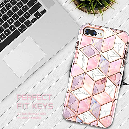 Hasaky Case for iPhone 8 Plus Case iPhone 7 Plus Case iPhone 6/6s Plus Case,Dual Layer Hybrid Bumper Cute Girls/Women Marble Design Soft TPU+Hard Back Shockproof Protective Phone Case -Pink/Rose Gold | The Storepaperoomates Retail Market - Fast Affordable Shopping