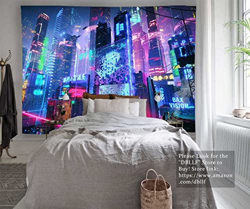 DBLLF Punk Art Poster Tapestry Japanese Cityscape Futuristic- Tapestry, Extra Large 100″x 90″ Flannel Art Tapestries Sci Fi Street Art Night View Wall Hanging, for Home Decor GTYYDB1861 | The Storepaperoomates Retail Market - Fast Affordable Shopping
