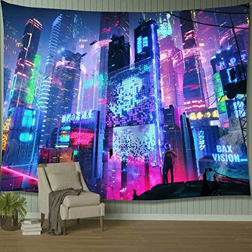 DBLLF Punk Art Poster Tapestry Japanese Cityscape Futuristic- Tapestry, Extra Large 100″x 90″ Flannel Art Tapestries Sci Fi Street Art Night View Wall Hanging, for Home Decor GTYYDB1861 | The Storepaperoomates Retail Market - Fast Affordable Shopping
