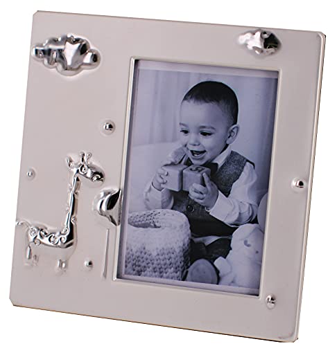Embossed Metal Silver Baby And Child Photo Frame Set of 2, Sweet Little Giraffe Hold Photo 7 x 10 cm | The Storepaperoomates Retail Market - Fast Affordable Shopping