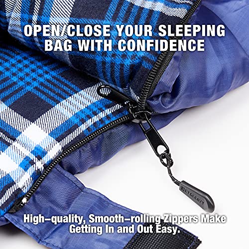 Double/Single Sleeping Bag for Adults Camping, Extra Wide 2 Person Waterproof Cotton Flannel Sleeping Bag for 3-Season Warm & Cold Weather, Lightweight with Compact Bag for Hiking Backpacking | The Storepaperoomates Retail Market - Fast Affordable Shopping