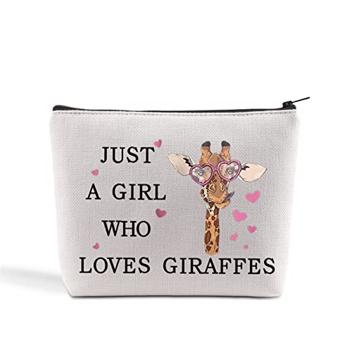LEVLO Funny Giraffe Cosmetic Bag Animal Lover Gift Just A Girl Who Loves Giraffes Makeup Zipper Pouch Bag Giraffe Lover Gift For Women Girls (Who Loves Giraffes) | The Storepaperoomates Retail Market - Fast Affordable Shopping