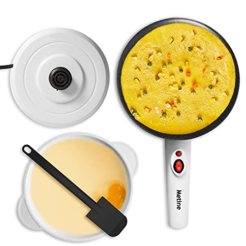 Metine Crepe Makers Cordless Portable Crepe Maker Nonstick Coating Automatic Temperature Control w/Electric Base and Spatula for Pancakes Blintz Chapati | The Storepaperoomates Retail Market - Fast Affordable Shopping