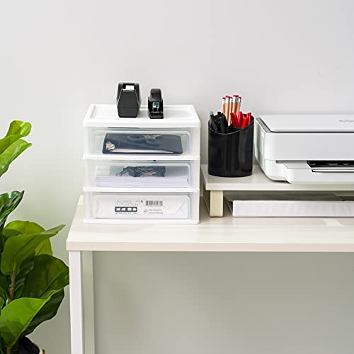 IRIS USA Plastic 3-Drawer Desktop Organizer for Office, Files, & Supplies, Medium, White, 2 Pack | The Storepaperoomates Retail Market - Fast Affordable Shopping