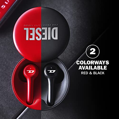 Diesel True Wireless Earbuds, in Ear Bluetooth Headphones with 32 Hr Playtime, Wireless Charging Case, Waterproof Headset, LED Battery Power Indicator, iPhone and Android Compatible Earphones, Red | The Storepaperoomates Retail Market - Fast Affordable Shopping