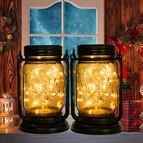 2 Pack Morestar Mason Jar Solar Lights with 30 LEDs,Garden Solar Lights Outdoor Decorative,Gardening Gifts for Mom Grandmom Lawn Pathway Yard Patio Decorations | The Storepaperoomates Retail Market - Fast Affordable Shopping