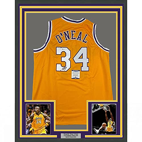 Framed Autographed/Signed Shaquille Shaq O’Neal 33×42 Los Angeles LA Yellow Basketball Jersey Beckett BAS COA | The Storepaperoomates Retail Market - Fast Affordable Shopping