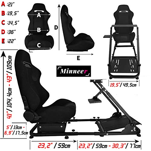 Minneer Racing Wheel Stand with Real Seat Steering Simulator Cockpit Fit for Fantec, Logitech G25, G27, G29, G920, T500, T300Rs | The Storepaperoomates Retail Market - Fast Affordable Shopping