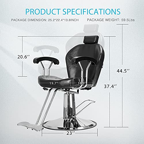 VIVOHOME Reclining Swivel Barber Chair with Hydraulic Pump and Adjustable Headrest for Beauty Hair Salon Spa | The Storepaperoomates Retail Market - Fast Affordable Shopping