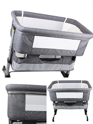 Mssip Baby Bassinet, Bedside Sleeper,Foldable Baby Bed to Bed, Adjustable Portable Bed for Infant/Baby/Newborn,with Mosquito Nets, Large Storage Bag, Comfortable Mattresses, Lockable Wheels, Gray | The Storepaperoomates Retail Market - Fast Affordable Shopping